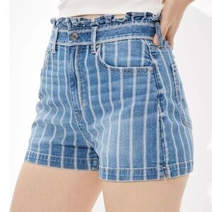 AE Highest Waist Striped Denim Mom Shorts Size 00